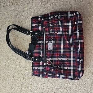 Coach Red and Black Plaid Handbag